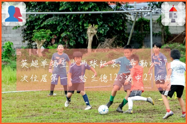 英超单场至少两球纪录：希勒以57次位居第一，哈兰德125场中27次排名第九